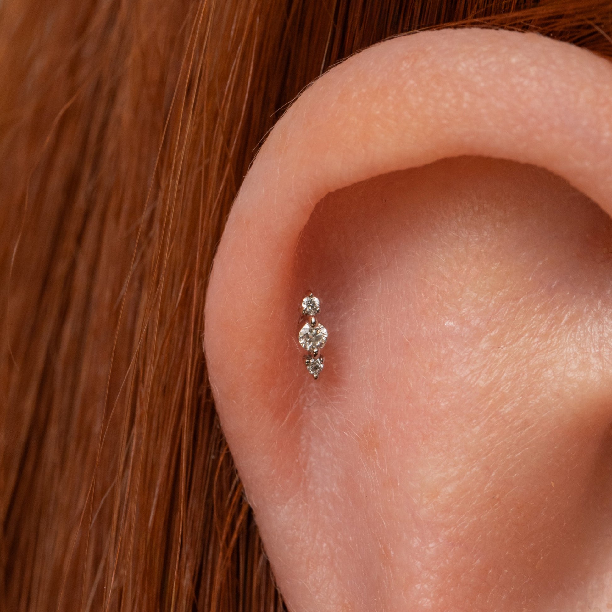 Diamonds by Laura Bond - 14k solid white gold Iris flat back labret stud earring Cartilage Studs Laura Bond Maria Tash astrid miyu
