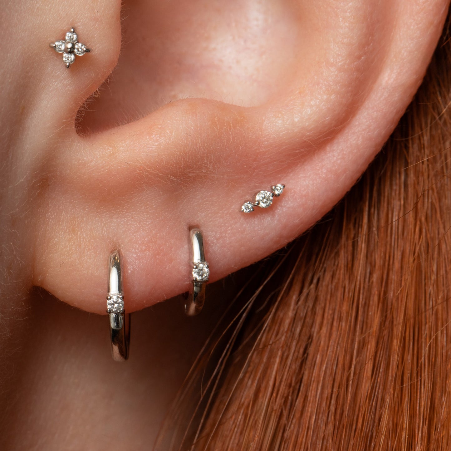 Diamonds by Laura Bond - 14k solid white gold Iris flat back labret stud earring Cartilage Studs Laura Bond Maria Tash astrid miyu