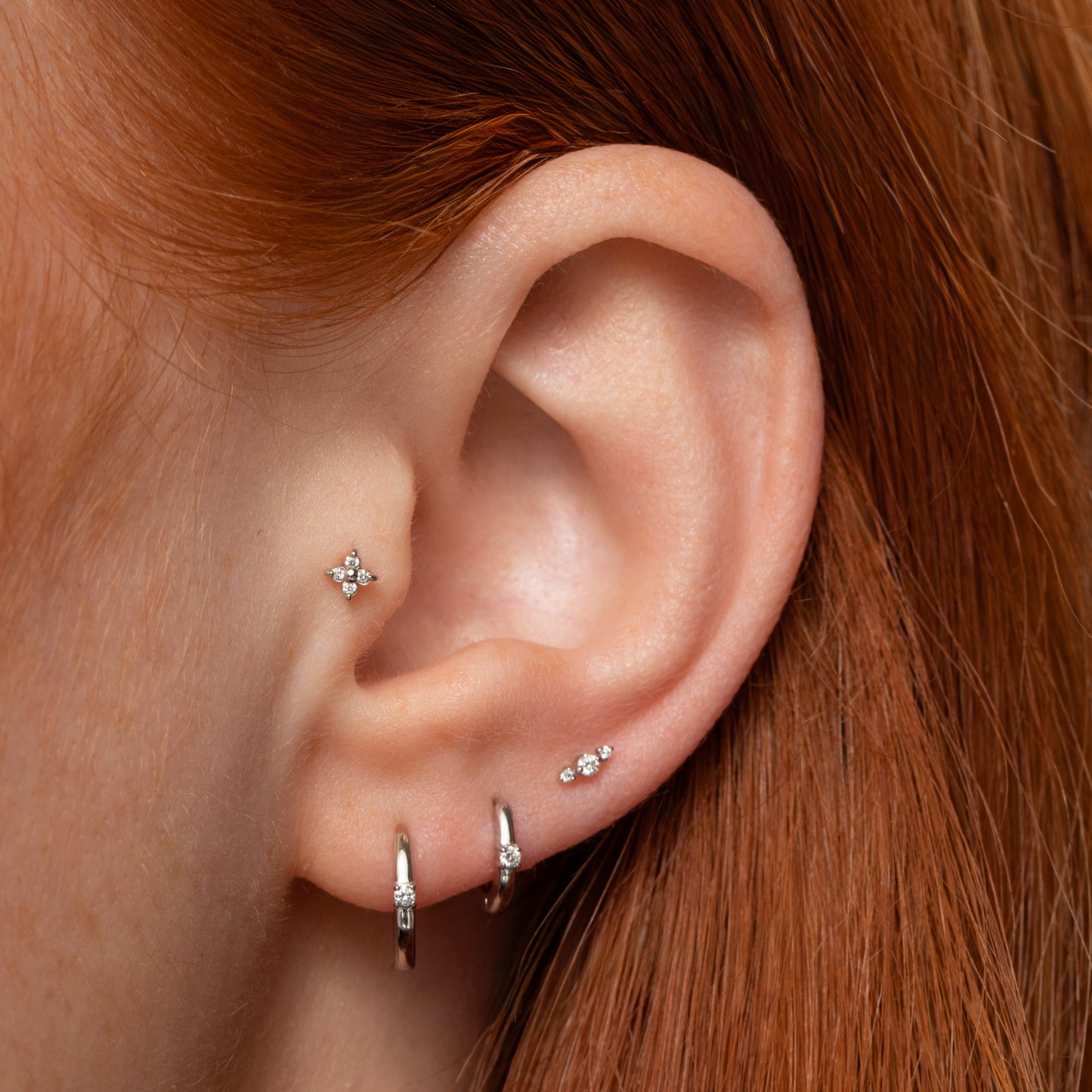Diamonds by Laura Bond - 14k solid white gold Lady Luck flat back labret stud earring Cartilage Studs Laura Bond Maria Tash astrid miyu