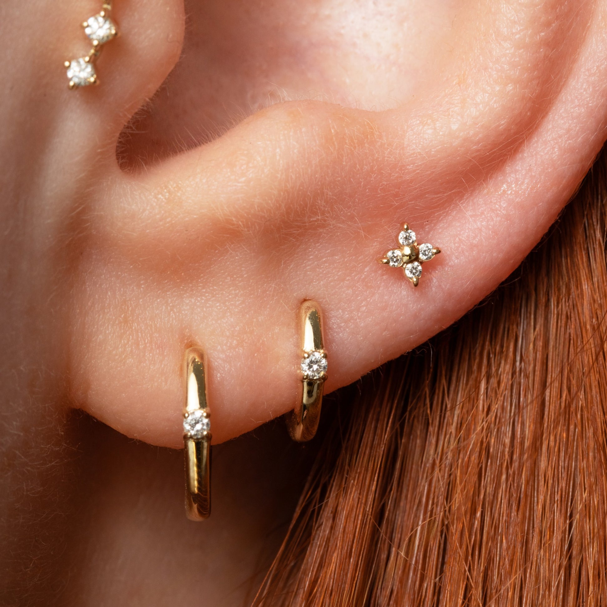 Diamonds by Laura Bond - 14k solid yellow gold Lady Luck flat back labret stud earring Cartilage Studs Laura Bond Maria Tash astrid miyu