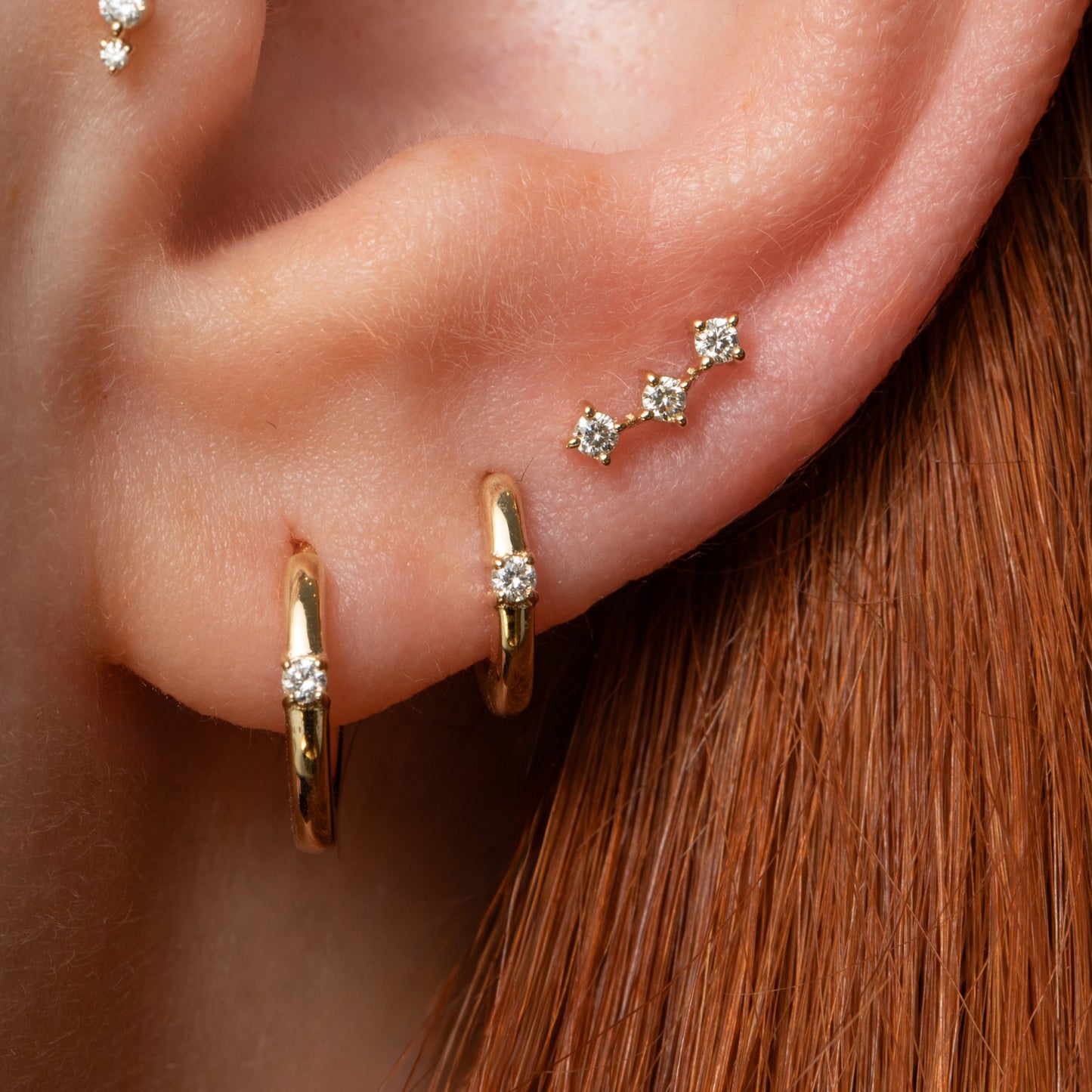 Diamonds by Laura Bond - 14k solid yellow gold diamond huggie hoop 8mm Huggies and Hoops Laura Bond Maria Tash astrid miyu