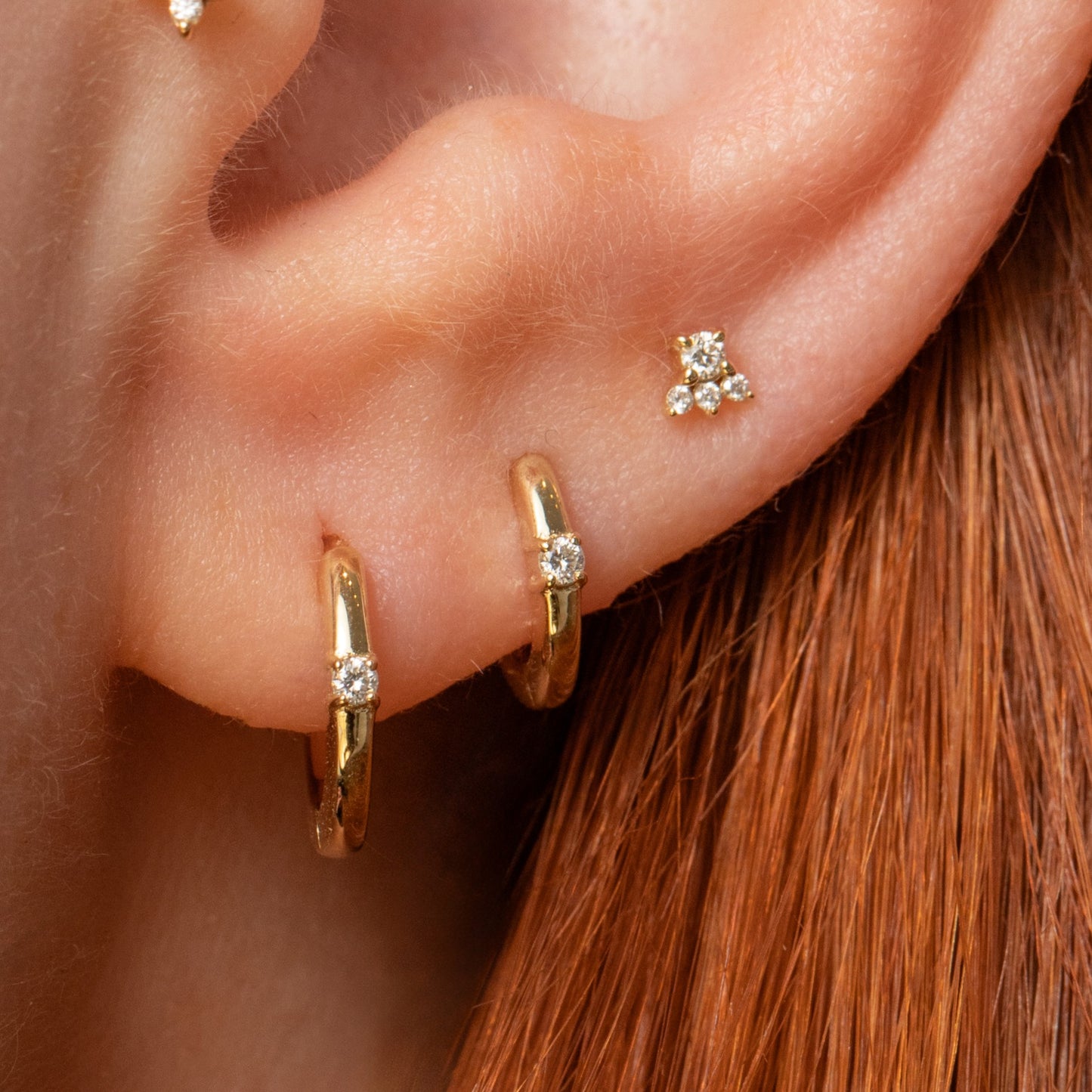 Diamonds by Laura Bond - 14k solid yellow gold Elsie flat back labret stud earring Cartilage Studs Laura Bond Maria Tash astrid miyu