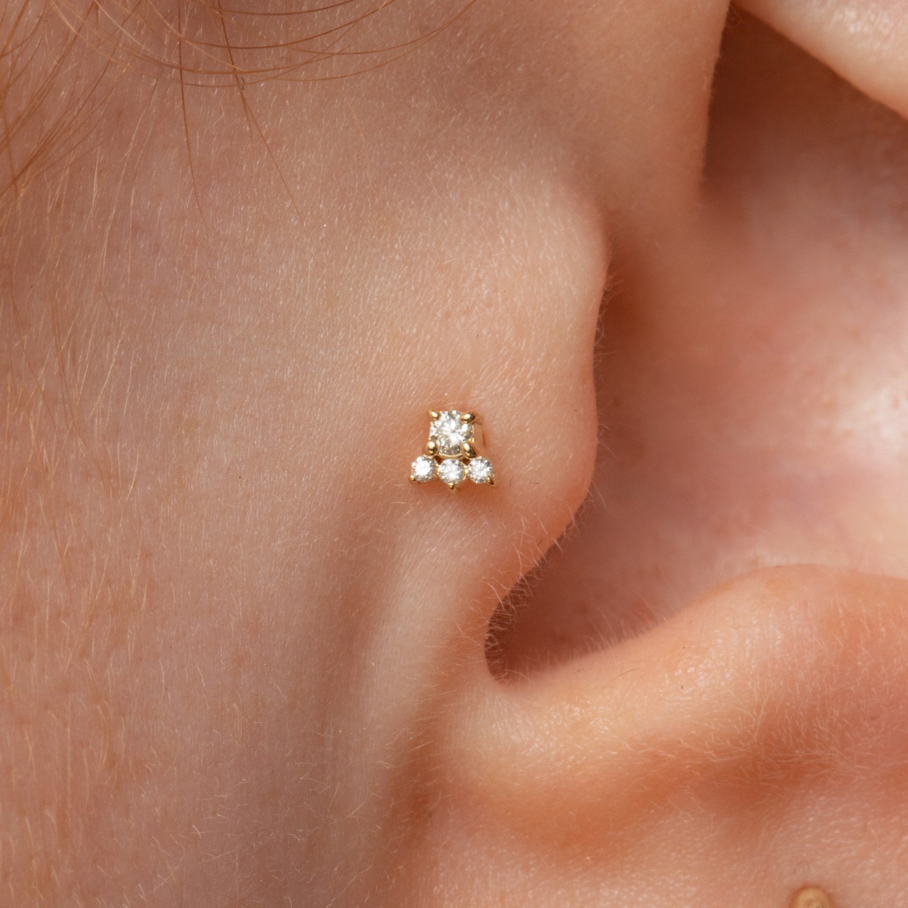 Diamonds by Laura Bond - 14k solid yellow gold Elsie flat back labret stud earring Cartilage Studs Laura Bond Maria Tash astrid miyu