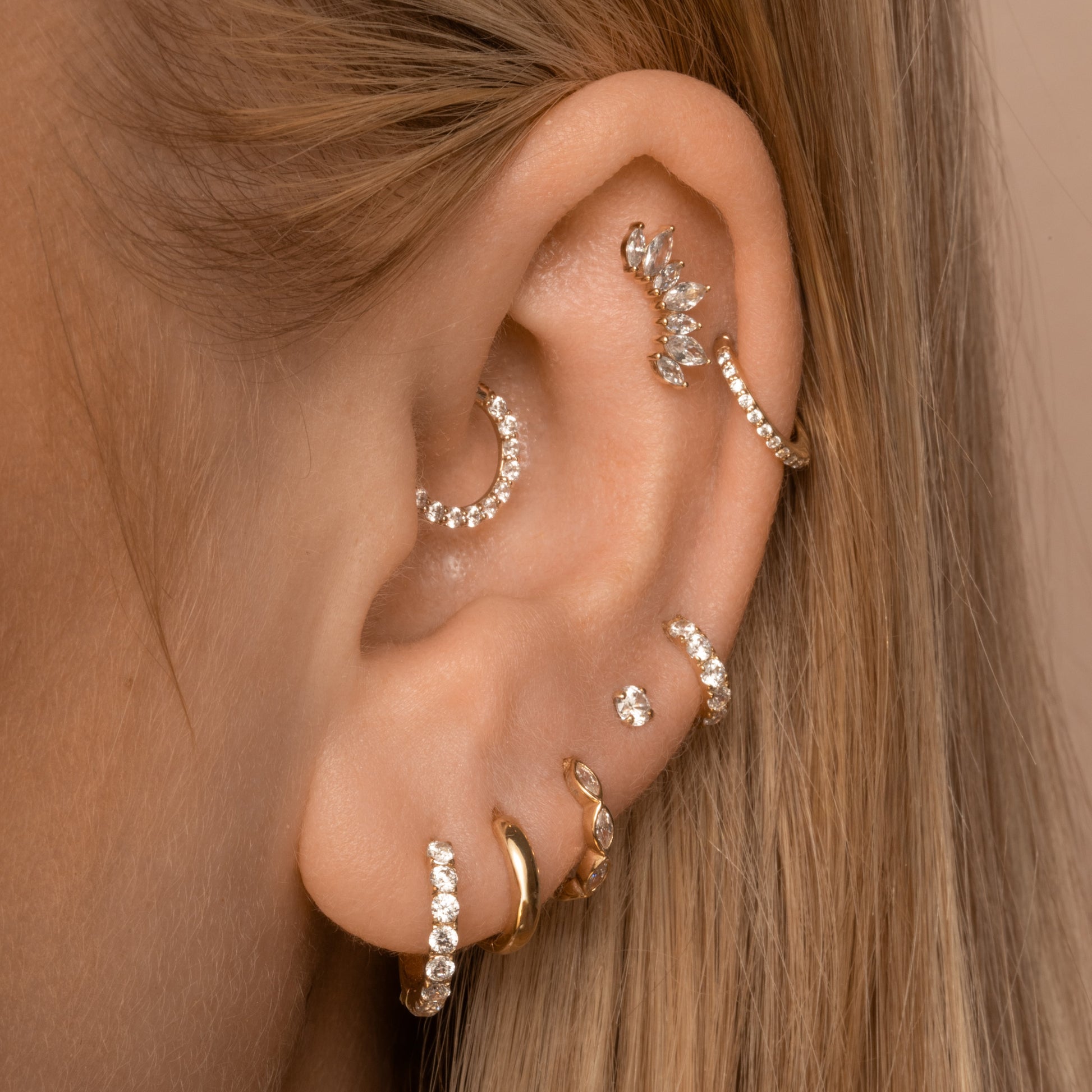 9k solid yellow gold simple huggie earring Huggies and Hoops Laura Bond Maria Tash