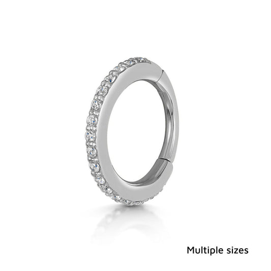 9k solid white gold crystal clicker hoop earring Huggies and Hoops Laura Bond Maria Tash astrid miyu