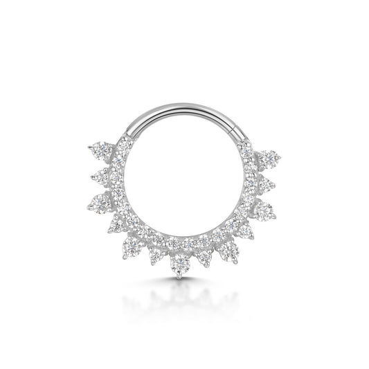 9k solid white gold Dahlia clicker hoop for daith or septum