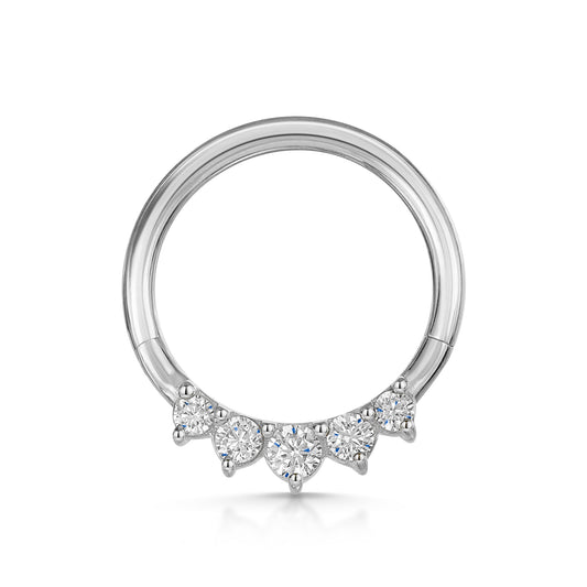 14k solid white gold Tiara clicker hoop for daith or septum Huggies and Hoops Laura Bond Maria Tash astrid miyu