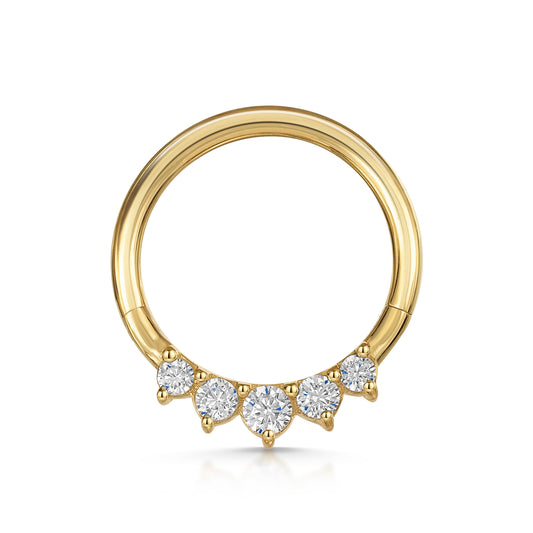 14k solid yellow gold Tiara clicker hoop for daith or septum Huggies and Hoops Laura Bond Maria Tash astrid miyu