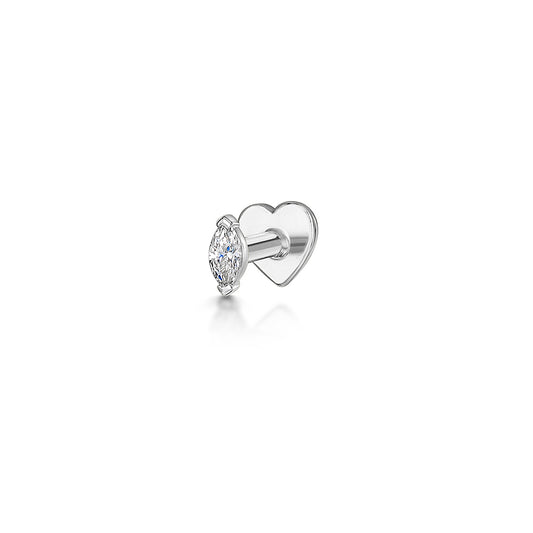 14k solid white gold tiny marquise flat back labret stud earring 8mm Cartilage Studs Laura Bond Maria Tash astrid miyu