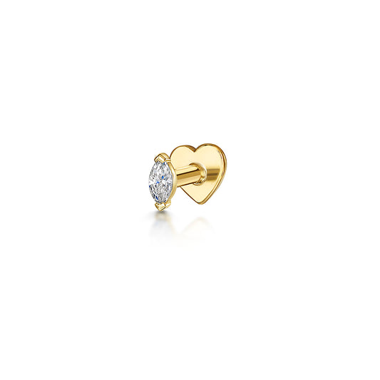 9k solid yellow gold tiny marquise flat back labret stud earring 6mm Cartilage Studs Laura Bond Maria Tash astrid miyu
