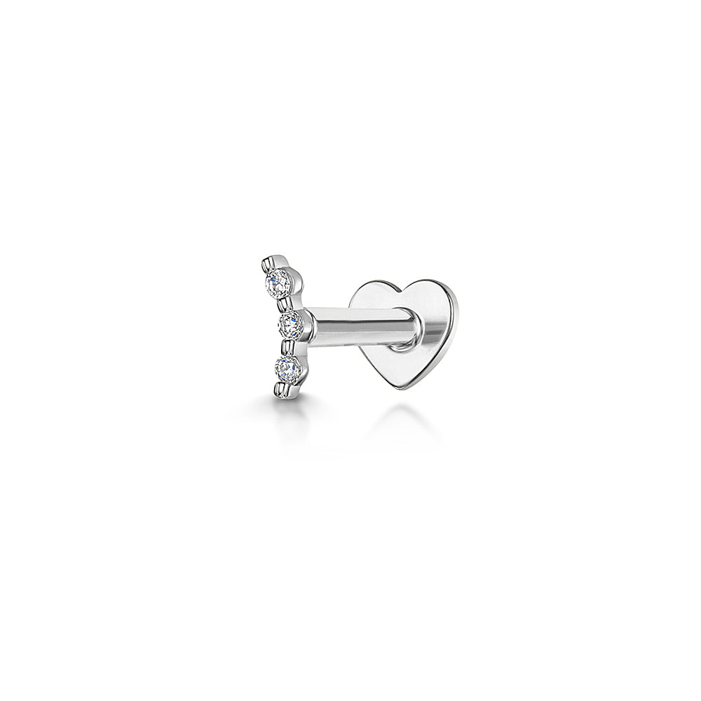 14k solid white gold tiny pixie flat back labret stud earring 8mm