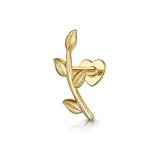 9k solid yellow gold textured vine garland flat back labret stud earring 6mm Cartilage Studs Laura Bond Maria Tash astrid miyu