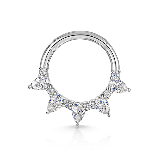 astrid miyu 14k solid white gold 9mm Dreamer pear cut hoop daith or septum Laura Bond