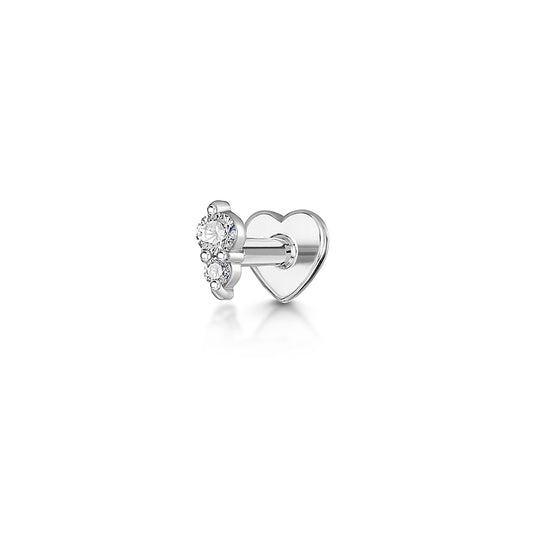 14k solid white gold sunlit flat back labret stud earring 8mm Cartilage Studs Laura Bond Maria Tash