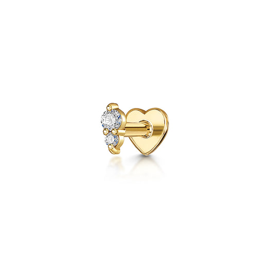 14k solid yellow gold Sunlit flat back labret stud earring 8mm Cartilage Studs Laura Bond Maria Tash