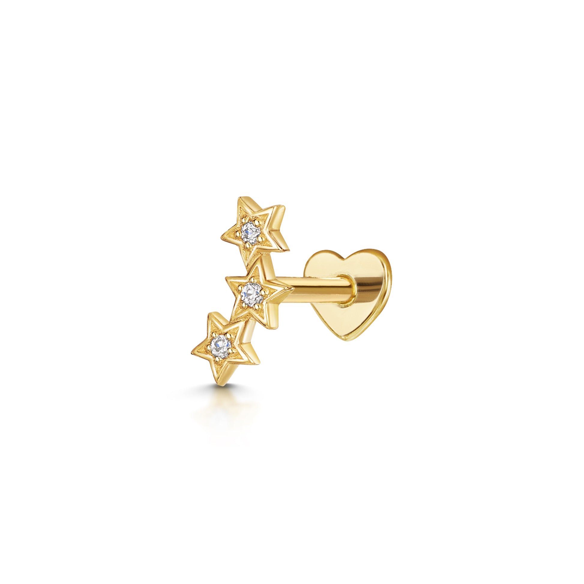 14k solid yellow gold etoiles flat back labret stud earring 8mm Laura Bond Maria Tash astrid miyu