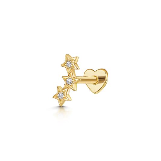9k solid yellow gold etoiles flat back labret stud earring 6mm Laura Bond Maria Tash astrid miyu