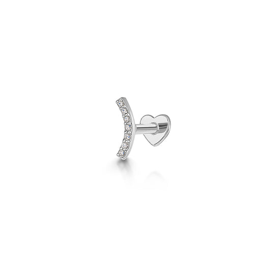 9k solid white gold Courbe flat back labret stud earring 6mm Cartilage Studs Laura Bond Maria Tash astrid miyu