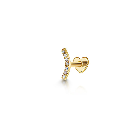 14k solid yellow gold Courbe flat back labret stud earring 8mm Cartilage Studs Laura Bond Maria Tash astrid miyu