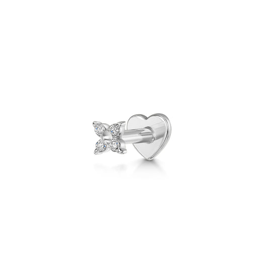 Diamonds by Laura Bond - 14k solid white gold Lady Luck flat back labret stud earring Cartilage Studs Laura Bond Maria Tash astrid miyu