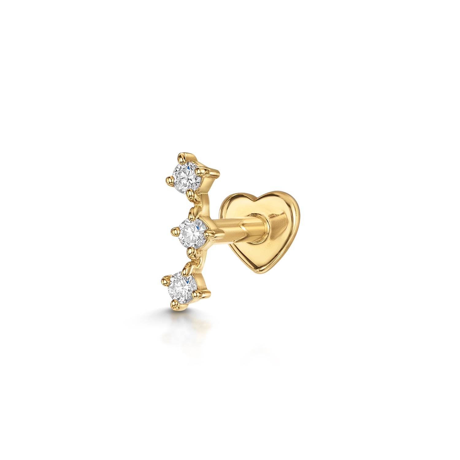 Diamonds by Laura Bond - 14k solid yellow gold diamond trinity flat back labret stud earring Cartilage Studs Laura Bond Maria Tash astrid miyu