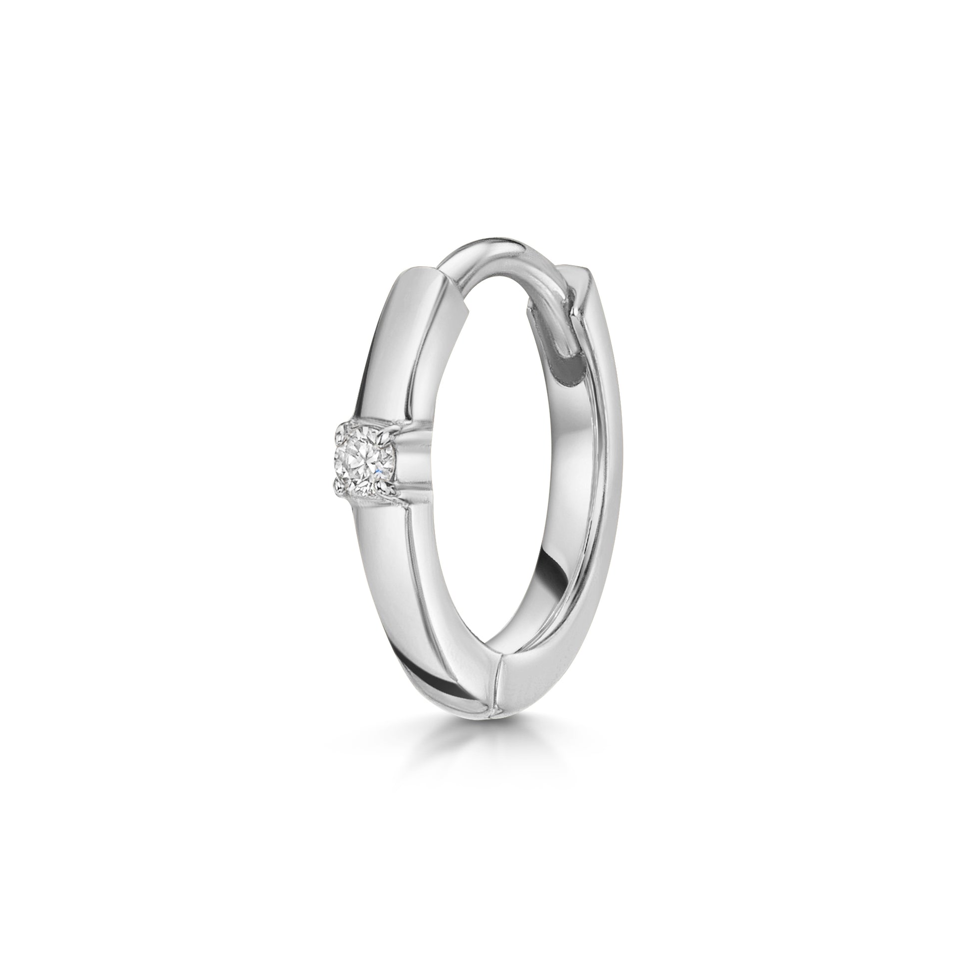 Diamonds by Laura Bond - 14k solid white gold diamond huggie hoop 8mm Huggies and Hoops Laura Bond Maria Tash astrid miyu