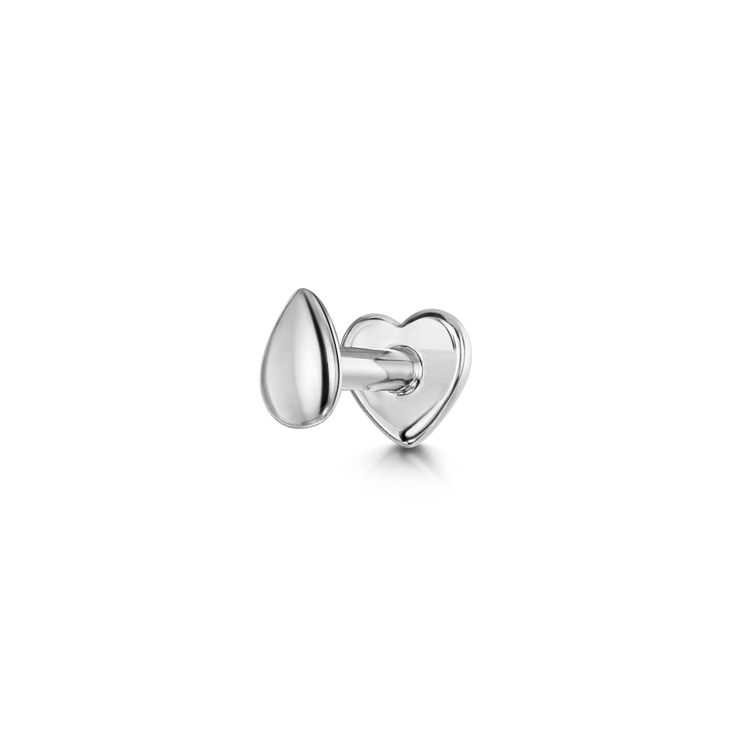 14k solid white gold Droplet flat back labret stud earring Cartilage Studs Laura Bond Maria Tash astrid miyu