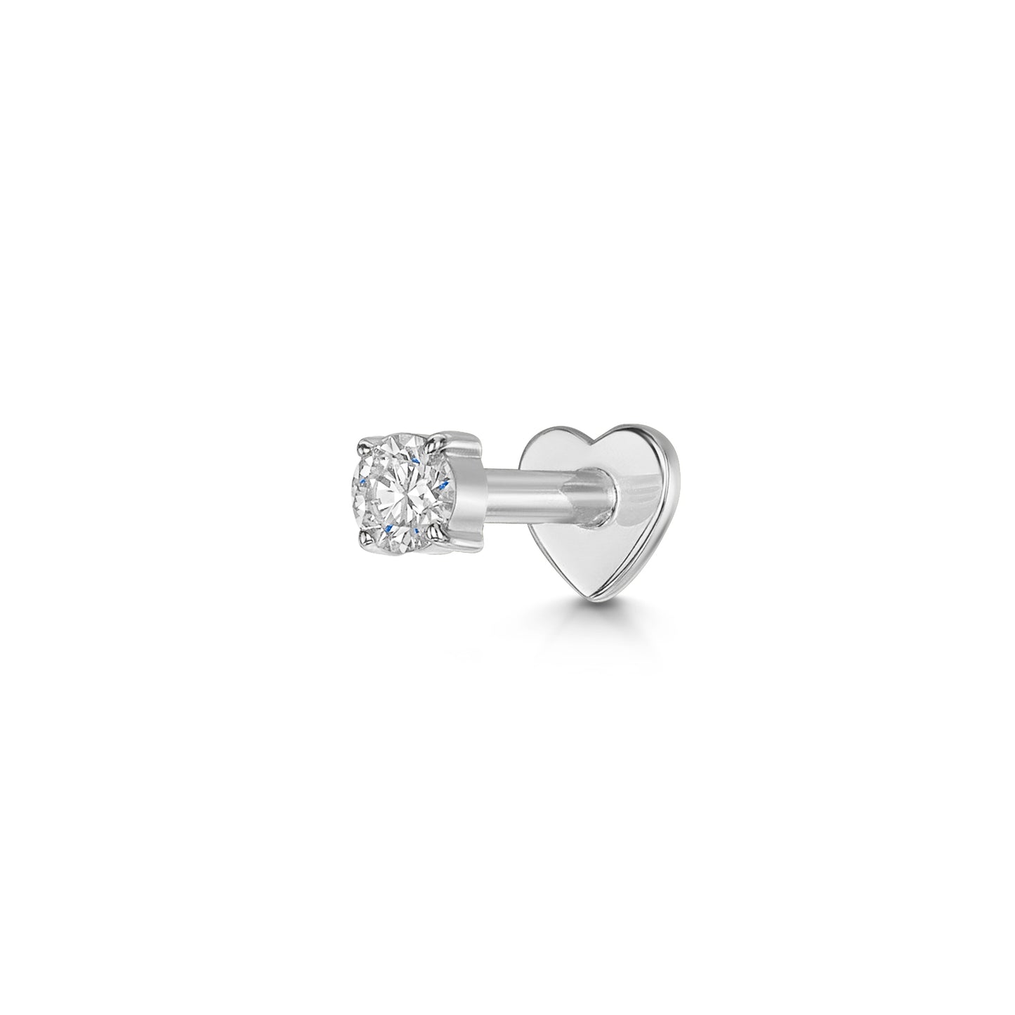 Diamonds by Laura Bond - 14k solid white gold single diamond flat back labret stud earring Cartilage Studs Laura Bond Maria Tash astrid miyu