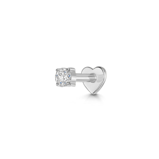 Diamonds by Laura Bond - 14k solid white gold single diamond flat back labret stud earring Cartilage Studs Laura Bond Maria Tash astrid miyu