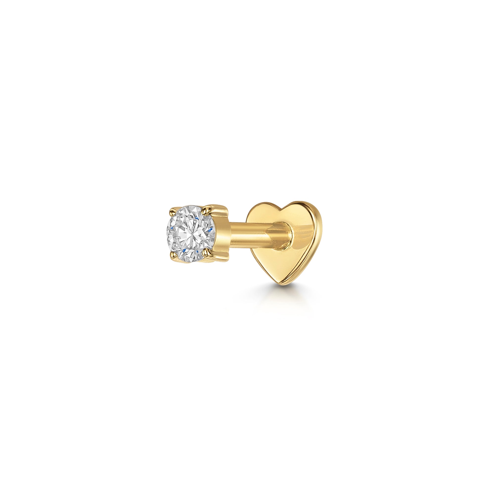 Diamonds by Laura Bond - 14k solid yellow gold single diamond flat back labret stud earring Cartilage Studs Laura Bond Maria Tash astrid miyu