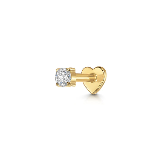 Diamonds by Laura Bond - 14k solid yellow gold single diamond flat back labret stud earring Cartilage Studs Laura Bond Maria Tash astrid miyu