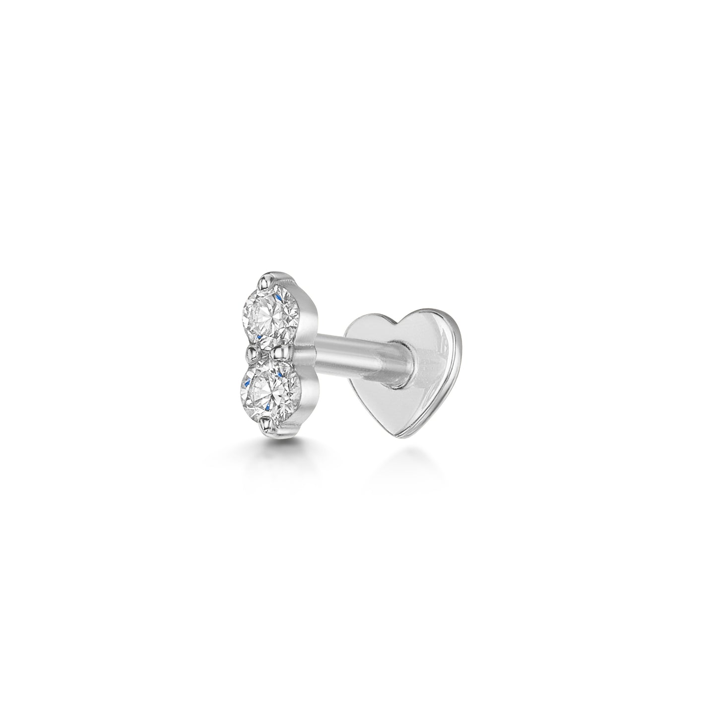 Diamonds by Laura Bond - 14k solid white gold double diamond flat back labret stud earring Cartilage Studs Laura Bond Maria Tash astrid miyu