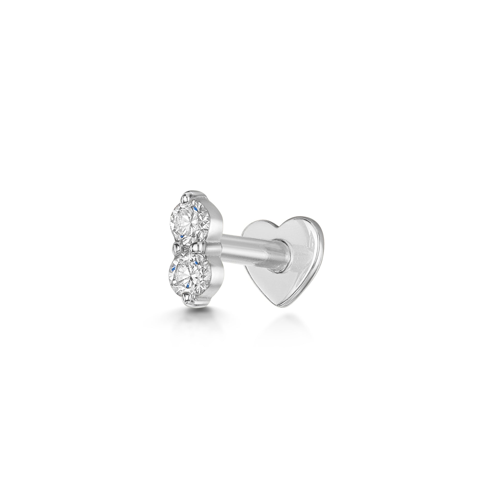 Diamonds by Laura Bond - 14k solid white gold double diamond flat back labret stud earring Cartilage Studs Laura Bond Maria Tash astrid miyu