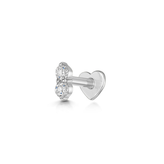 Diamonds by Laura Bond - 14k solid white gold double diamond flat back labret stud earring Cartilage Studs Laura Bond Maria Tash astrid miyu