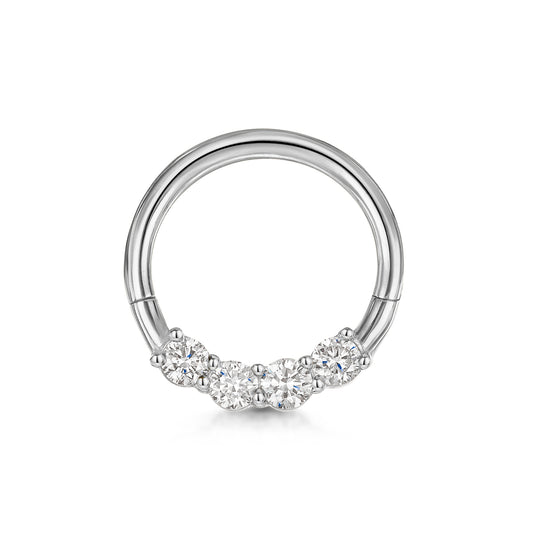 Diamonds by Laura Bond - 14k solid white gold simple diamond clicker hoop for daith or septum Huggies and Hoops Laura Bond Maria Tash