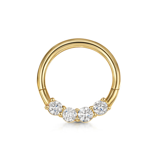 Diamonds by Laura Bond - 14k solid yellow gold simple diamond clicker hoop for daith or septum Huggies and Hoops Laura Bond Maria Tash
