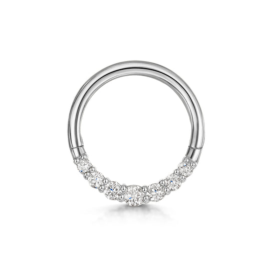 Diamonds by Laura Bond - 14k solid white gold delicate diamond clicker hoop for daith or septum Huggies and Hoops Laura Bond Maria Tash