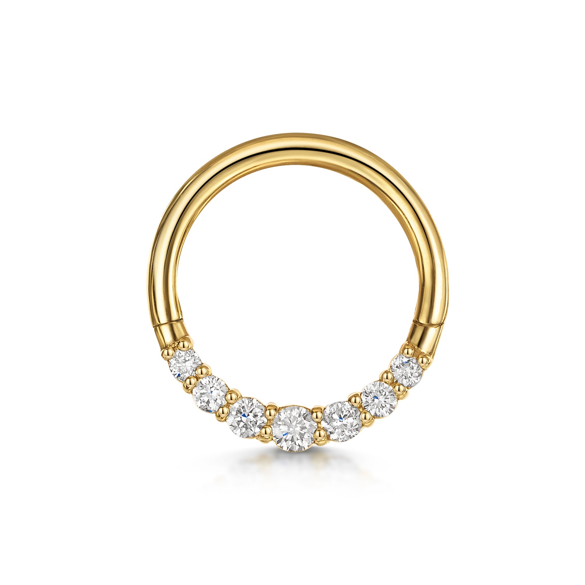 Diamonds by Laura Bond - 14k solid yellow gold delicate diamond clicker hoop for daith or septum Huggies and Hoops Laura Bond Maria Tash
