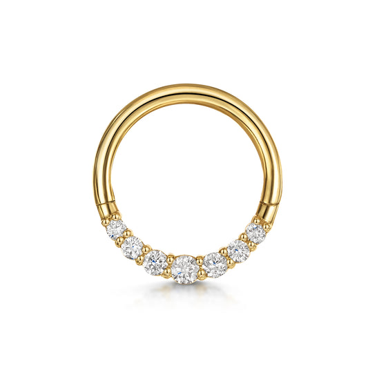 Diamonds by Laura Bond - 14k solid yellow gold delicate diamond clicker hoop for daith or septum Huggies and Hoops Laura Bond Maria Tash
