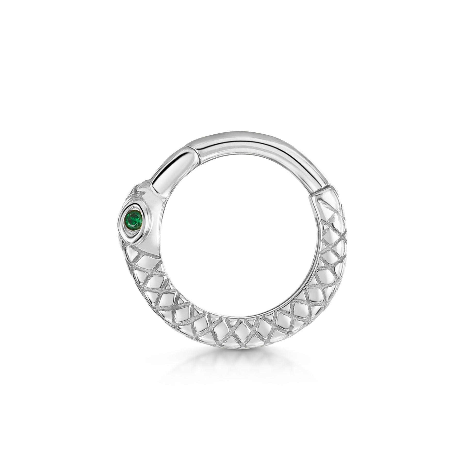 astrid miyu 9k solid white gold Ouroboros Snake clicker hoop earring Huggies and Hoops Laura Bond
