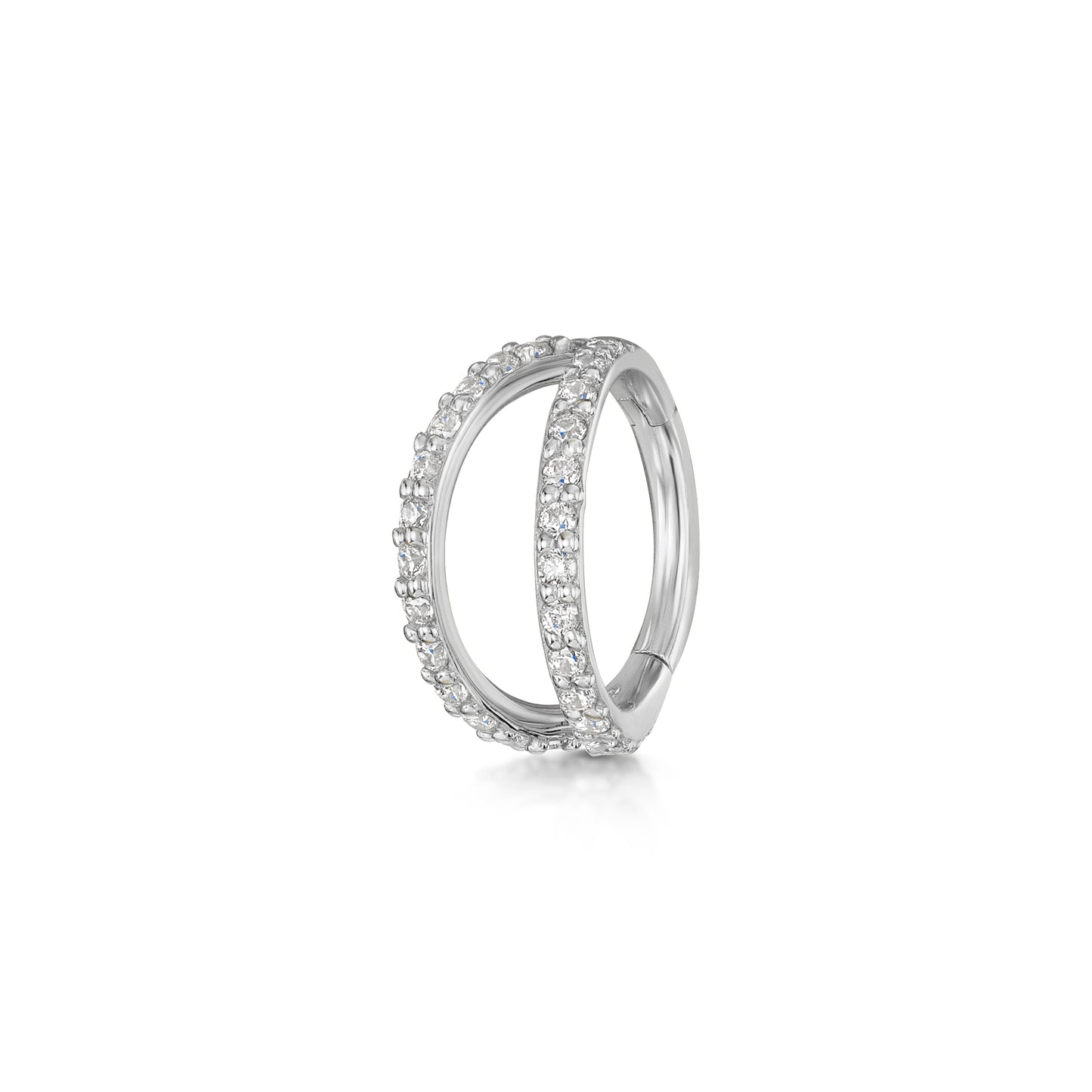 astrid miyu 9k solid white gold double crystal clicker clicker hoop earring Huggies and Hoops Laura Bond