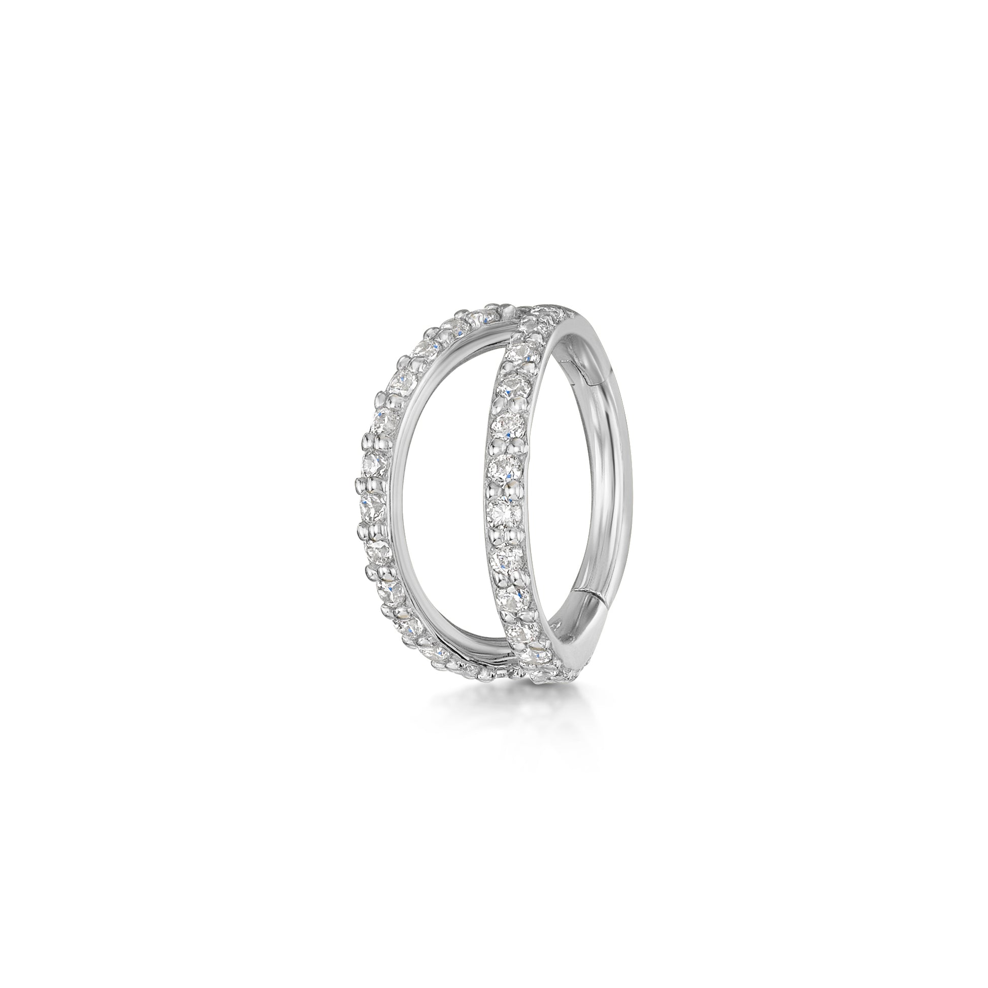 astrid miyu 9k solid white gold double crystal clicker clicker hoop earring Huggies and Hoops Laura Bond