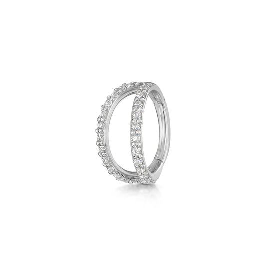 astrid miyu 9k solid white gold double crystal clicker clicker hoop earring Huggies and Hoops Laura Bond