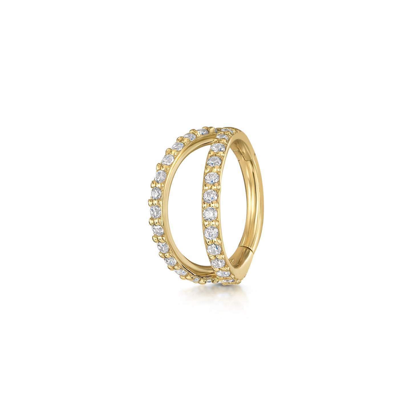 astrid miyu 9k solid yellow gold double crystal clicker clicker hoop earring Huggies and Hoops Laura Bond