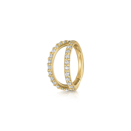 astrid miyu 9k solid yellow gold double crystal clicker clicker hoop earring Huggies and Hoops Laura Bond