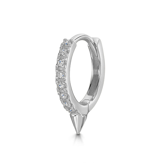 astrid miyu 9k solid white gold crystal single spike huggie hoop earring Huggies and Hoops Laura Bond