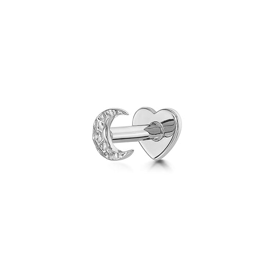 astrid miyu 9k solid white gold hammered moon flat back labret stud earring Cartilage Studs Laura Bond