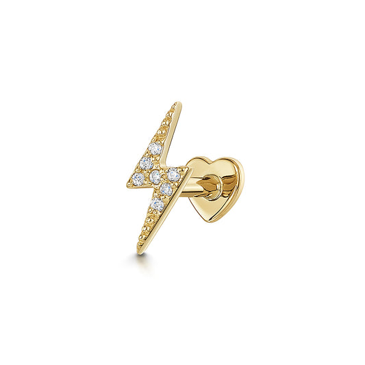 astrid miyu 9k solid yellow gold Flash lightning bolt flat back labret stud earring Cartilage Studs Laura Bond