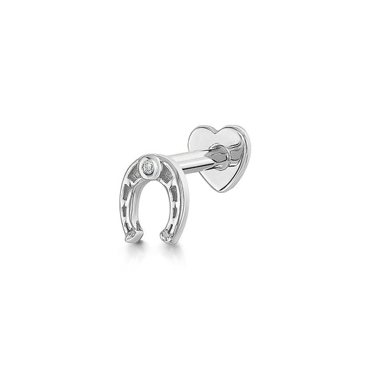 astrid miyu 9k solid white gold Lucky horseshoe flat back labret stud earring Cartilage Studs Laura Bond