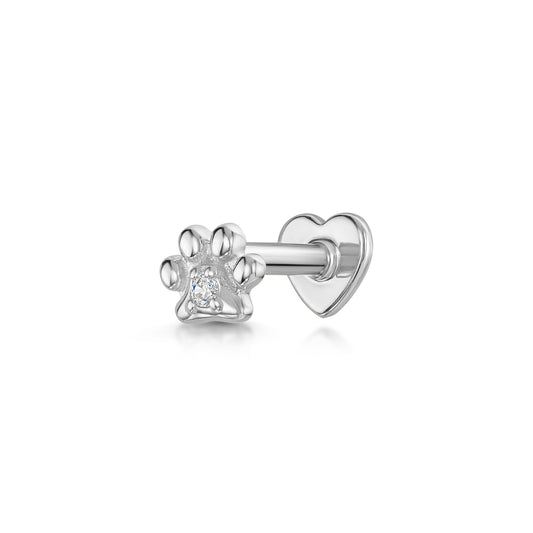 astrid miyu 9k solid white gold Animal Pawprint flat back labret stud earring Cartilage Studs Laura Bond